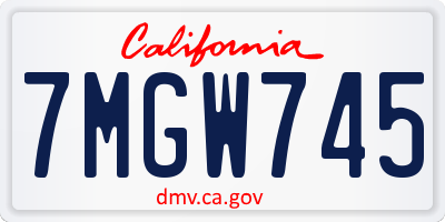 CA license plate 7MGW745
