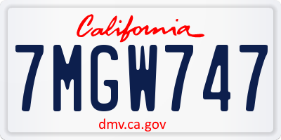 CA license plate 7MGW747