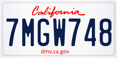 CA license plate 7MGW748