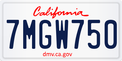 CA license plate 7MGW750