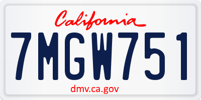 CA license plate 7MGW751