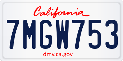 CA license plate 7MGW753