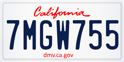 CA license plate 7MGW755