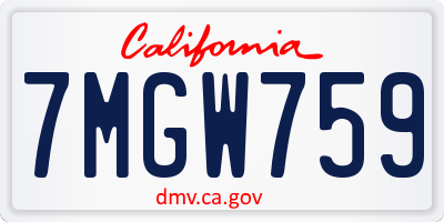 CA license plate 7MGW759