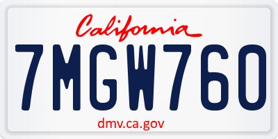 CA license plate 7MGW760