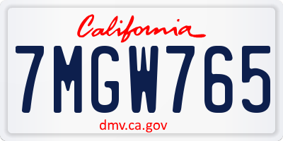 CA license plate 7MGW765