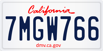 CA license plate 7MGW766