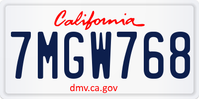 CA license plate 7MGW768