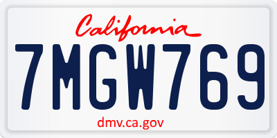 CA license plate 7MGW769