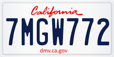 CA license plate 7MGW772