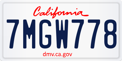 CA license plate 7MGW778