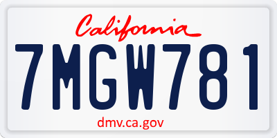 CA license plate 7MGW781