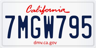 CA license plate 7MGW795