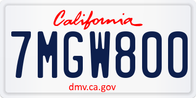 CA license plate 7MGW800