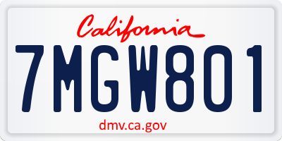 CA license plate 7MGW801