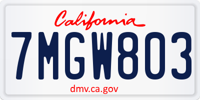 CA license plate 7MGW803
