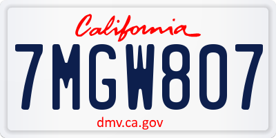 CA license plate 7MGW807