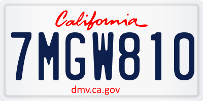 CA license plate 7MGW810