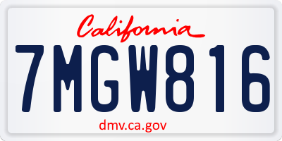 CA license plate 7MGW816