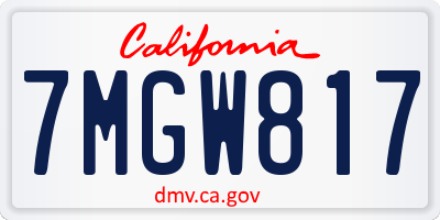 CA license plate 7MGW817