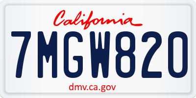 CA license plate 7MGW820