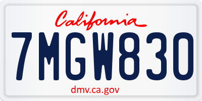 CA license plate 7MGW830