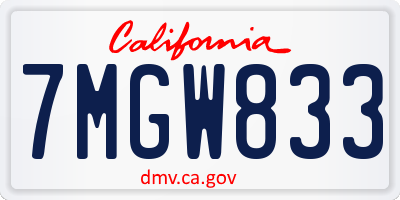 CA license plate 7MGW833