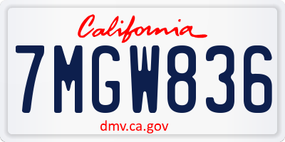 CA license plate 7MGW836