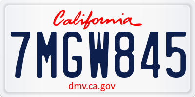 CA license plate 7MGW845