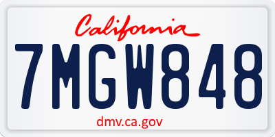 CA license plate 7MGW848