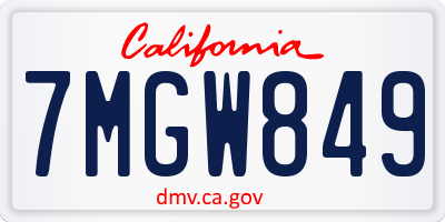 CA license plate 7MGW849