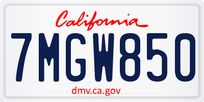 CA license plate 7MGW850