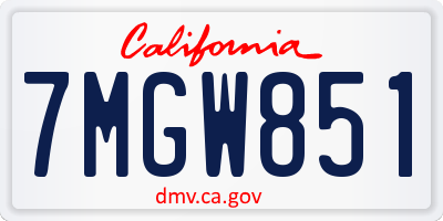 CA license plate 7MGW851