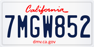 CA license plate 7MGW852