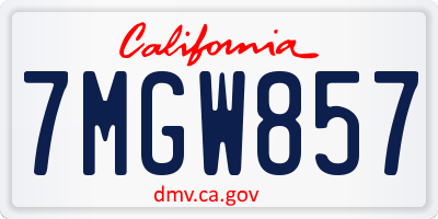 CA license plate 7MGW857
