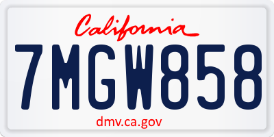CA license plate 7MGW858