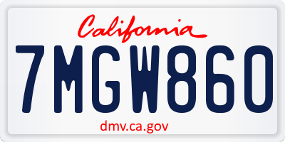 CA license plate 7MGW860