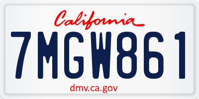 CA license plate 7MGW861