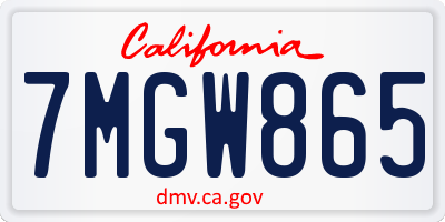 CA license plate 7MGW865