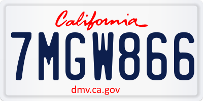 CA license plate 7MGW866