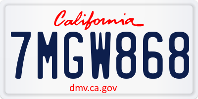 CA license plate 7MGW868