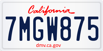 CA license plate 7MGW875