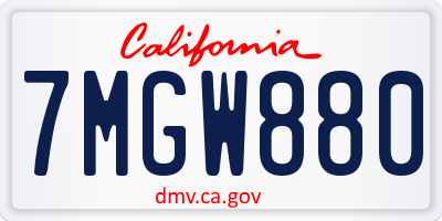 CA license plate 7MGW880