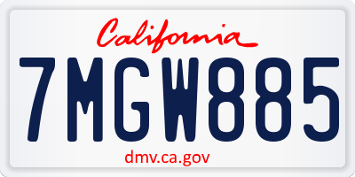 CA license plate 7MGW885