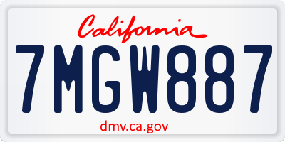 CA license plate 7MGW887