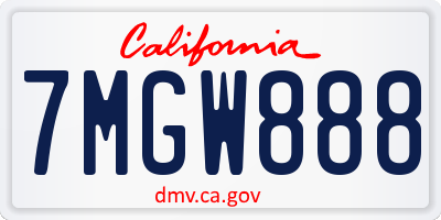 CA license plate 7MGW888