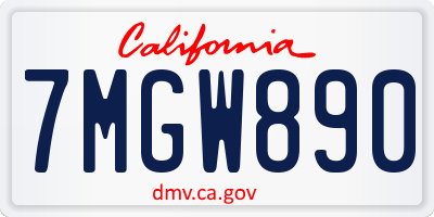 CA license plate 7MGW890