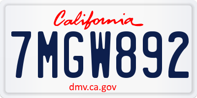 CA license plate 7MGW892
