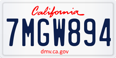 CA license plate 7MGW894