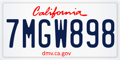 CA license plate 7MGW898